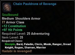 In-game tooltip for Chain Pauldrons of Revenge
