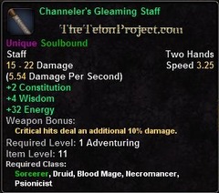 In-game tooltip for Channeler's Gleaming Staff