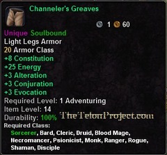 In-game tooltip for Channeler's Greaves