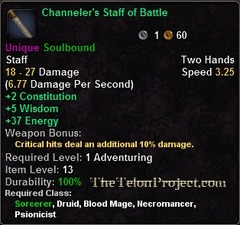 In-game tooltip for Channeler's Staff of Battle