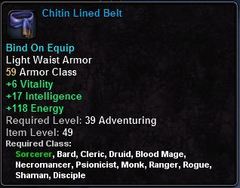 In-game tooltip for Chitin Lined Belt