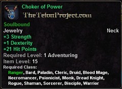 In-game tooltip for Choker of Power