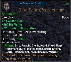 In-game tooltip for Citrine Mask Of Stalking