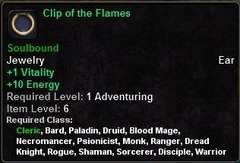In-game tooltip for Clip of the Flames