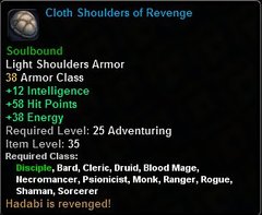 In-game tooltip for Cloth Shoulders of Revenge