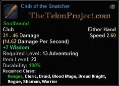 In-game tooltip for Club of the Snatcher