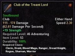 In-game tooltip for Club of the Treant Lord