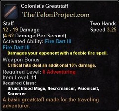 In-game tooltip for Colonist's Greatstaff