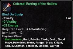 In-game tooltip for Colossal Earring of the Hollow