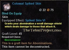 In-game tooltip for Colossal Spiked Skin