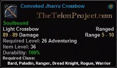 In-game tooltip for Convoked Jharru Crossbow