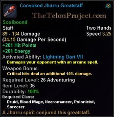 In-game tooltip for Convoked Jharru Greatstaff
