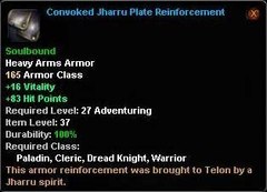 In-game tooltip for Convoked Jharru Plate Reinforcement