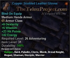 In-game tooltip for Copper Studded Leather Gloves