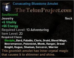 In-game tooltip for Coruscating Bluestone Amulet