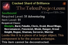 In-game tooltip for Cracked Shard of Brilliance