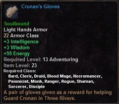 In-game tooltip for Cronan's Gloves