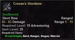 In-game tooltip for Cronan's Shortbow