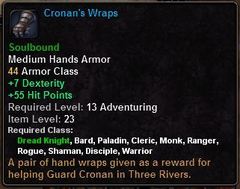 In-game tooltip for Cronan's Wraps