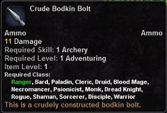 In-game tooltip for Crude Bodkin Bolt