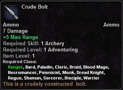 In-game tooltip for Crude Bolt