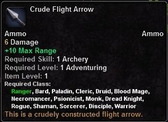 In-game tooltip for Crude Flight Arrow