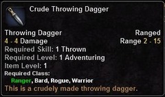 In-game tooltip for Crude Throwing Dagger