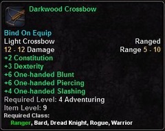 In-game tooltip for Darkwood Crossbow