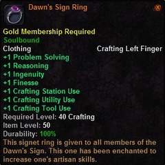 In-game tooltip for Dawn's Sign Ring