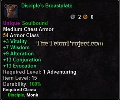 In-game tooltip for Disciple's Breastplate