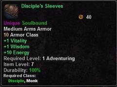 In-game tooltip for Disciples Sleeves
