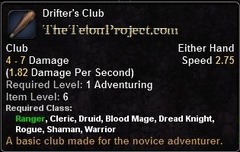 In-game tooltip for Drifter's Club