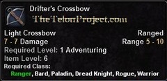 In-game tooltip for Drifter's Crossbow