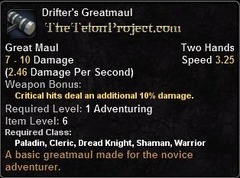 In-game tooltip for Drifter's Greatmaul