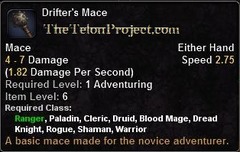 In-game tooltip for Drifter's Mace