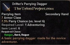 In-game tooltip for Drifter's Parrying Dagger