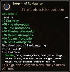 In-game tooltip for Eargem Of Resistance