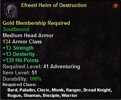 In-game tooltip for Efreeti Helm of Destruction