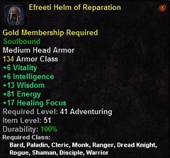 In-game tooltip for Efreeti Helm of Reparation