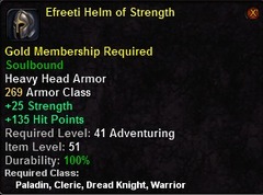 In-game tooltip for Efreeti Helm of Strength