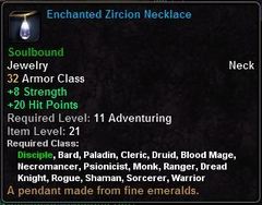 In-game tooltip for Enchanted Zircion Necklace