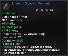 In-game tooltip for Ennelur's Gloves of Fortitude