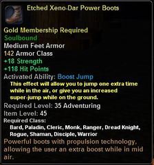 In-game tooltip for Etched Xeno-Dar Power Boots