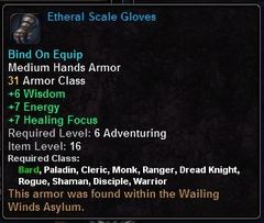 In-game tooltip for Etheral Scale Gloves