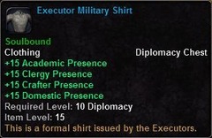 In-game tooltip for Executor Military Shirt