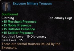 In-game tooltip for Executor Military Trousers