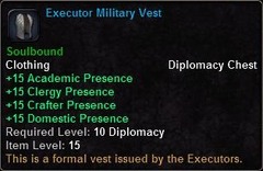 In-game tooltip for Executor Military Vest