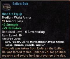 In-game tooltip for Exile's Belt