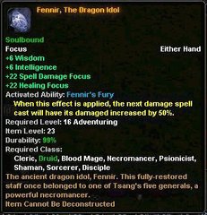 In-game tooltip for Fennir, The Dragon Idol