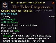 In-game tooltip for Fine Faceplate of the Defender